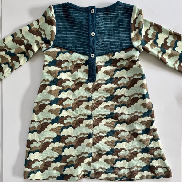 Kate Quinn Knit Dress | Long Sleeve, Cloud Print | Teal & Brown | 3T | NWT - Picture 2 of 5